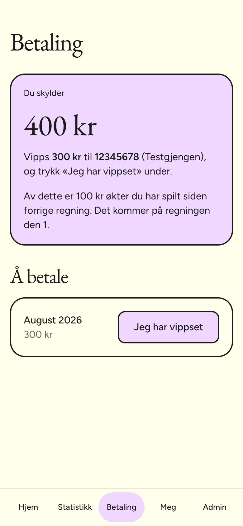 Oversikt over utestående beløp og månedsregninger